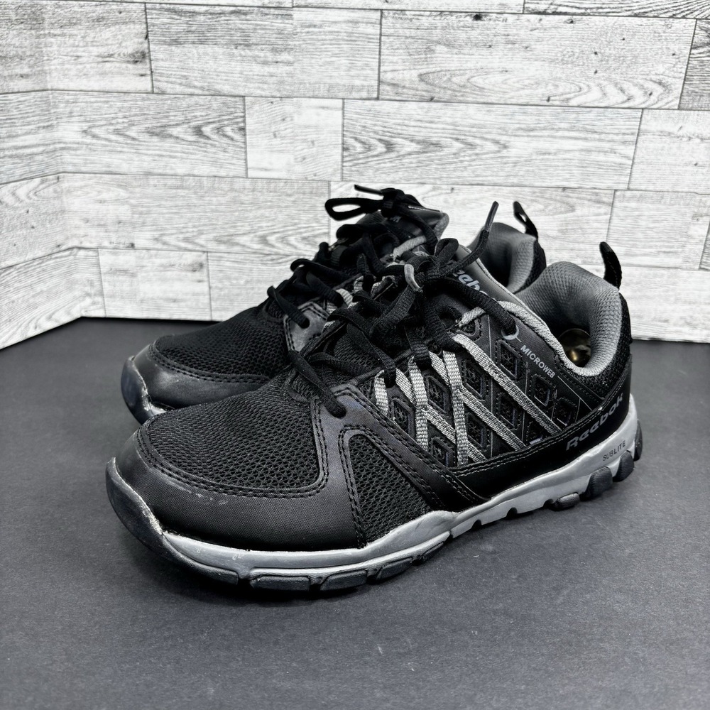 REEBOK SUBLITE WORK‎ MEN'S ATHLETIC WORK SHOE BLACK WITH GREY TRIM BOOTS RB4015